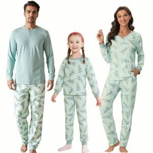 Cheibear -  Christmas Tree Long Sleeve Tops with Pant Green